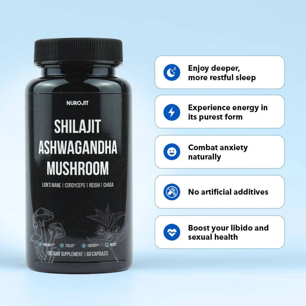 6 in 1 Shilajit Ashwagandha Mushroom Capsules