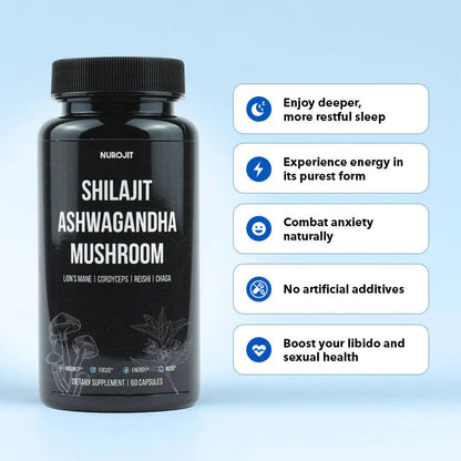 6 in 1 Shilajit Ashwagandha Mushroom Capsules